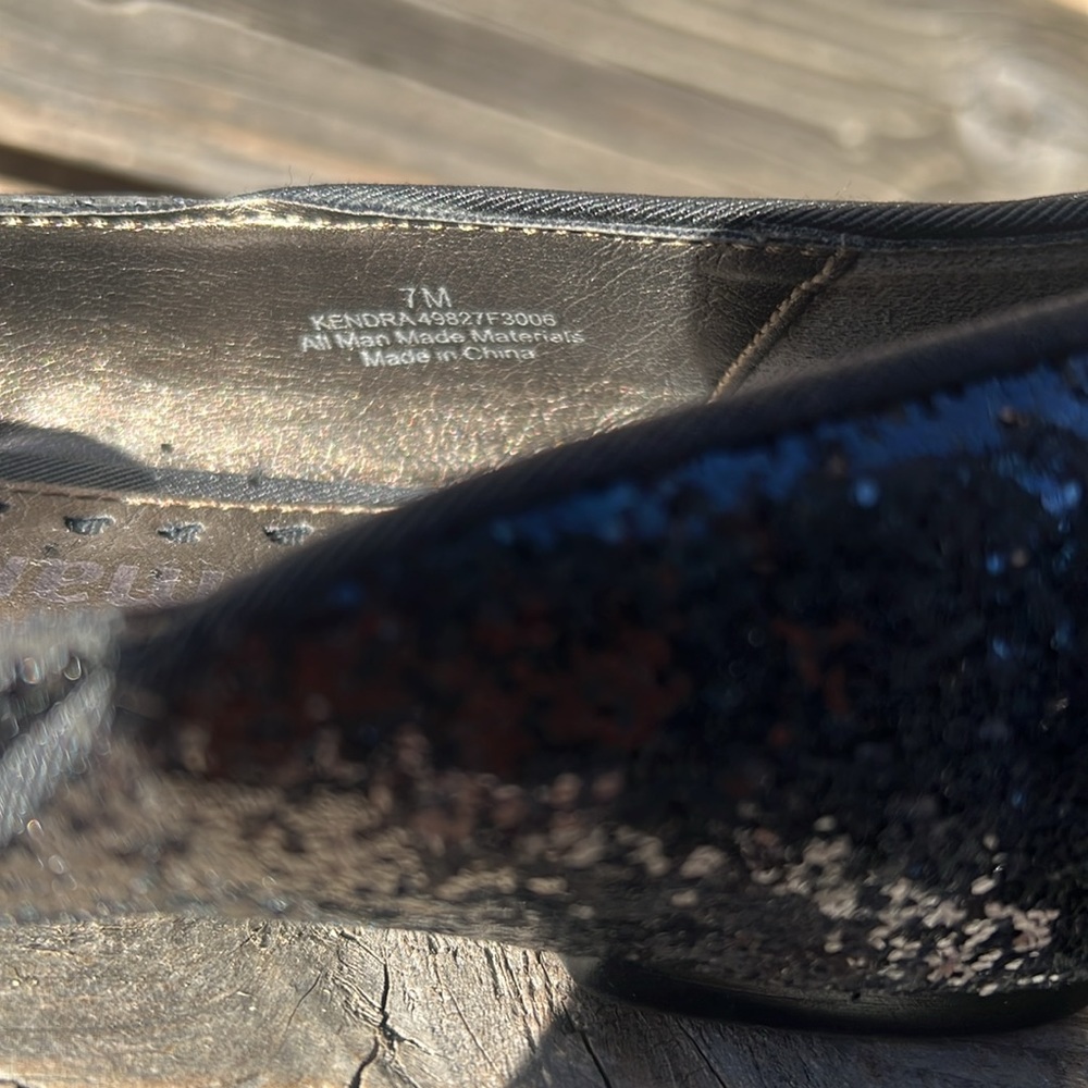 Libby . Edelman Black Glitter BIG Bow Flats. 🥿 Size 7. NWOT - Picture 4 of 5
